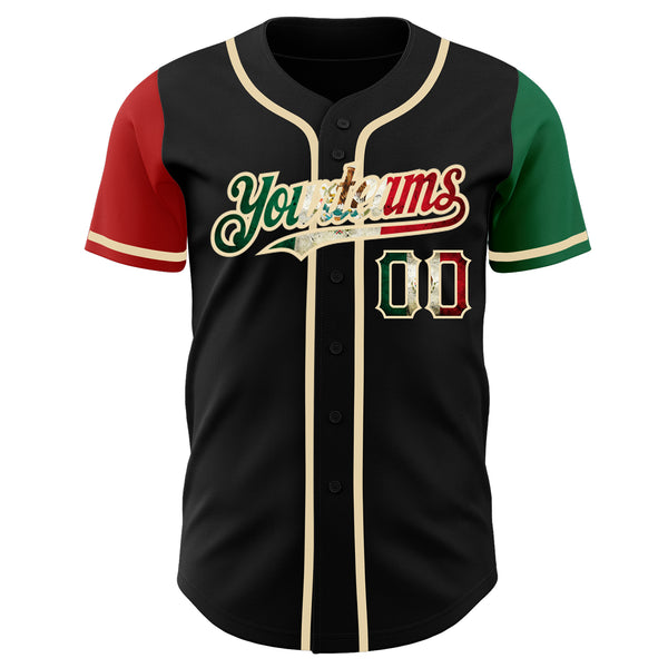 Custom Two Tone Baseball Jersey White Kelly Green-Red Authentic Mexico -  FansIdea