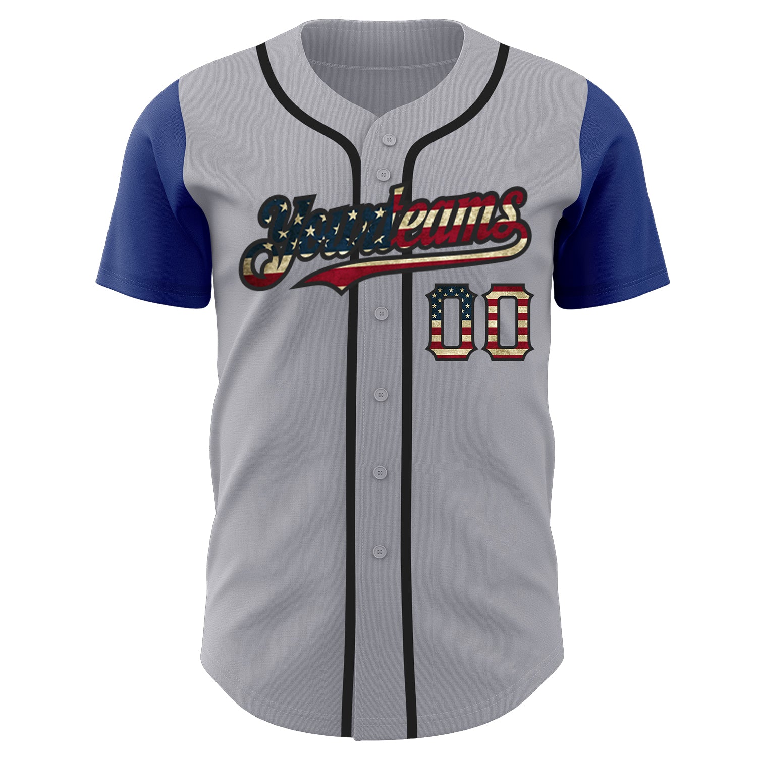 Custom Two Tone Baseball Jersey Gray Royal-Red Authentic - FansIdea