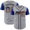 Custom Gray Vintage USA Flag Royal-Black Authentic Two Tone Baseball Jersey