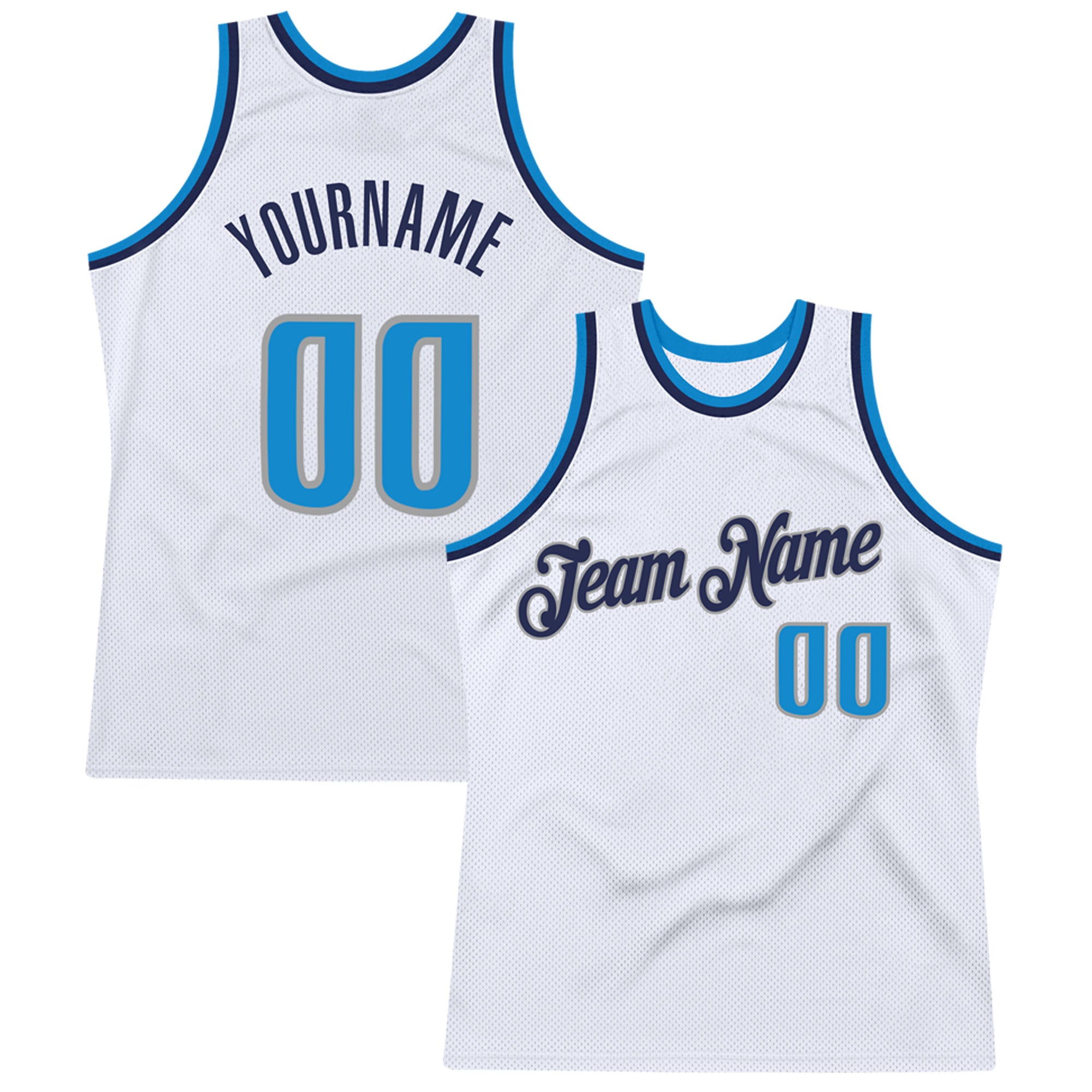 Custom Light Blue Basketball Jersey Navy Authentic Throwback - FansIdea