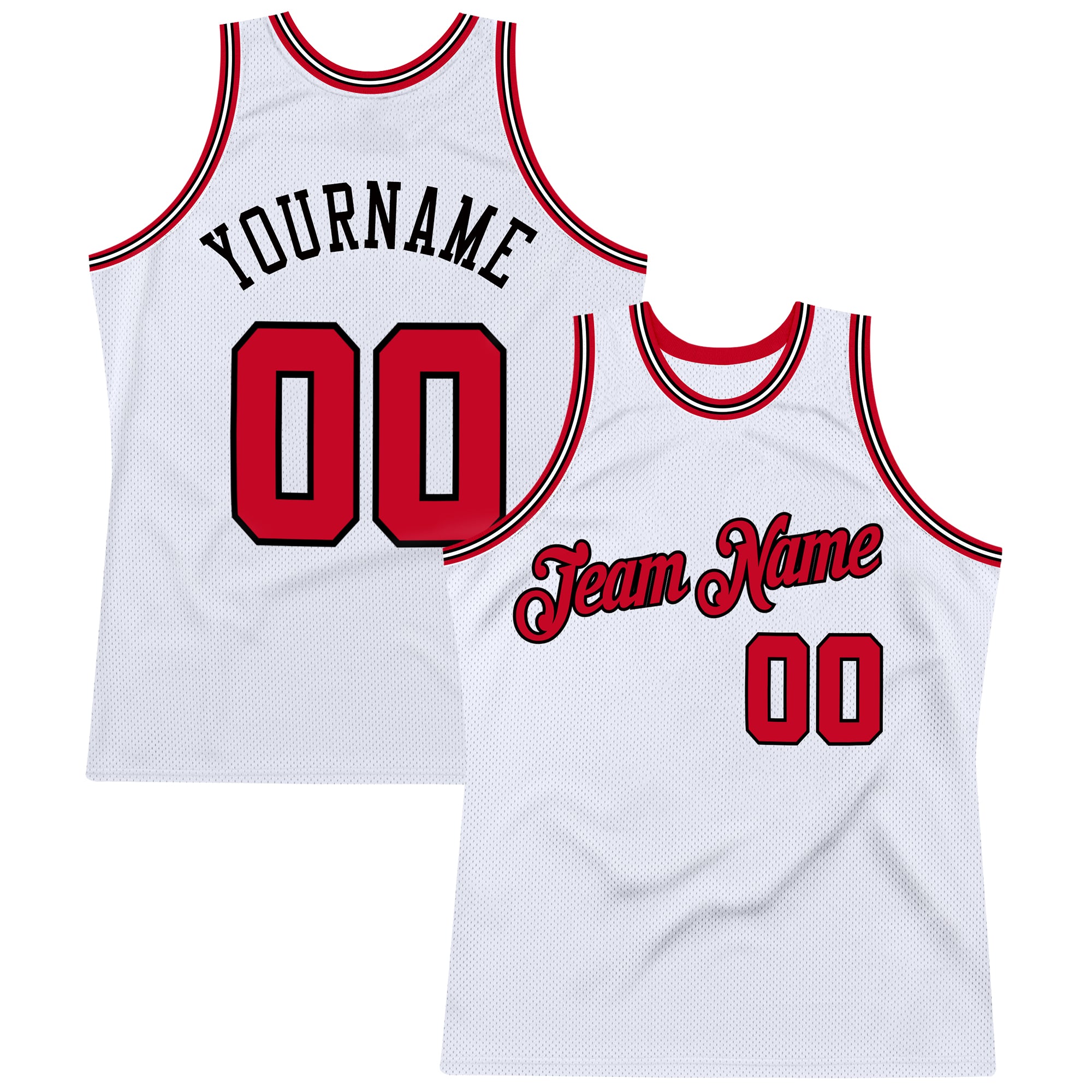 FANSIDEA Custom White Red-Black Authentic Throwback Basketball Jersey Men's Size:M