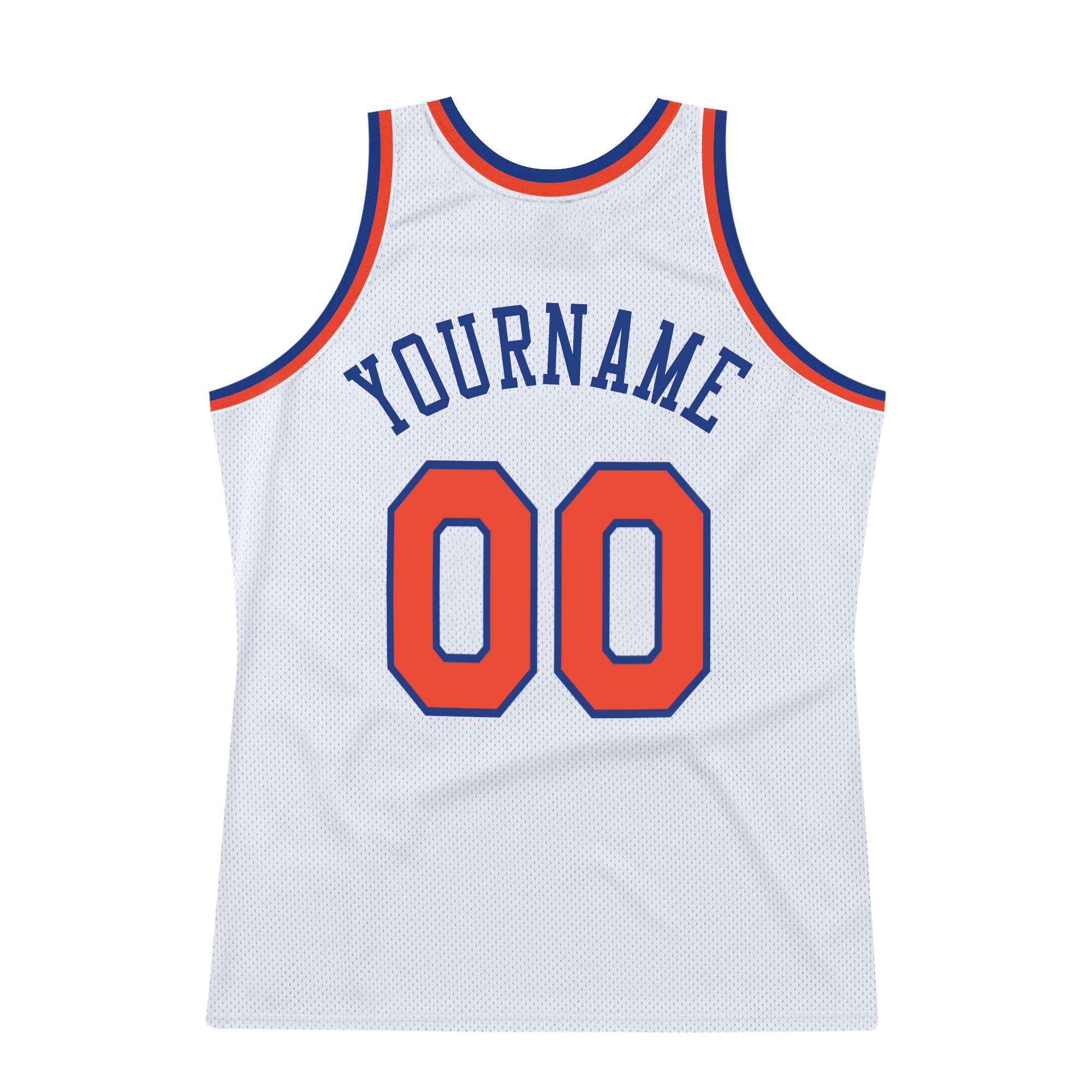 Custom White Orange-Royal Authentic Throwback Basketball Jersey