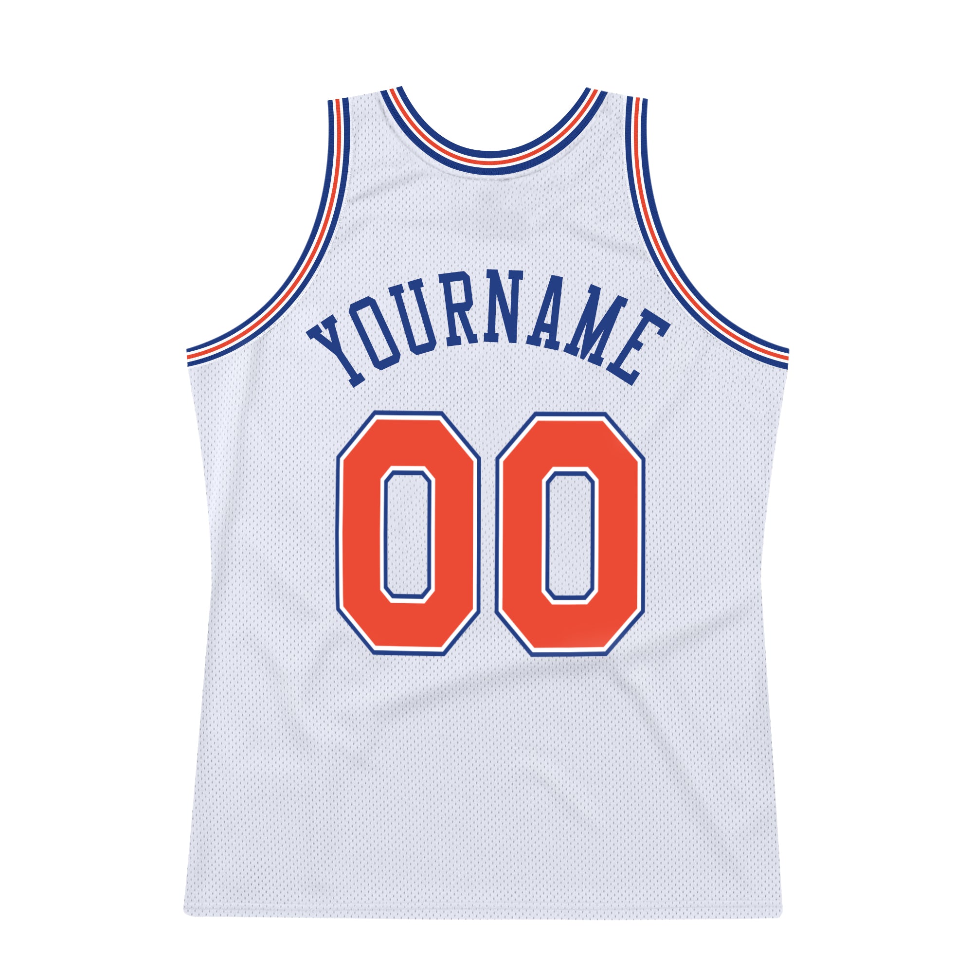 Custom White Orange-Royal Authentic Throwback Basketball Jersey