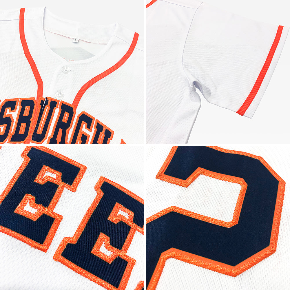 Custom Orange Aqua-White Authentic Baseball Jersey Youth Size:L