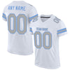 Custom White Gray-Light Blue Mesh Authentic Football Jersey