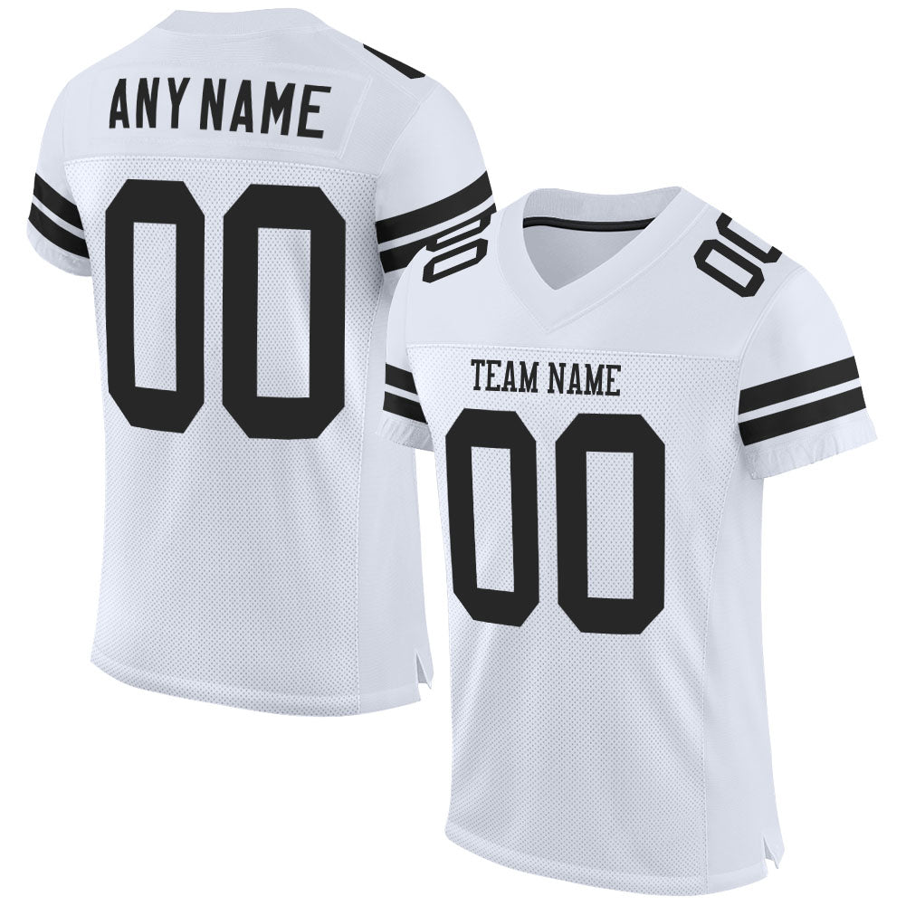 Custom White Black Mesh Authentic Football Jersey