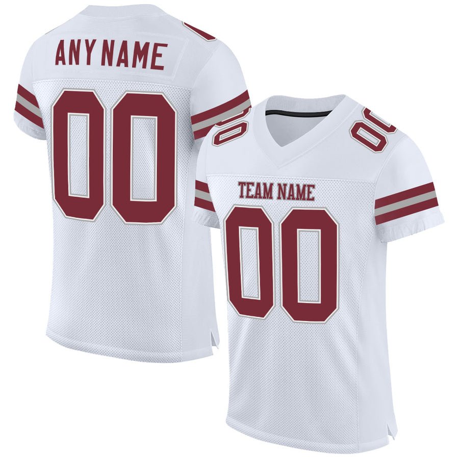 Custom Gold Burgundy-White Mesh Authentic Football Jersey Discount