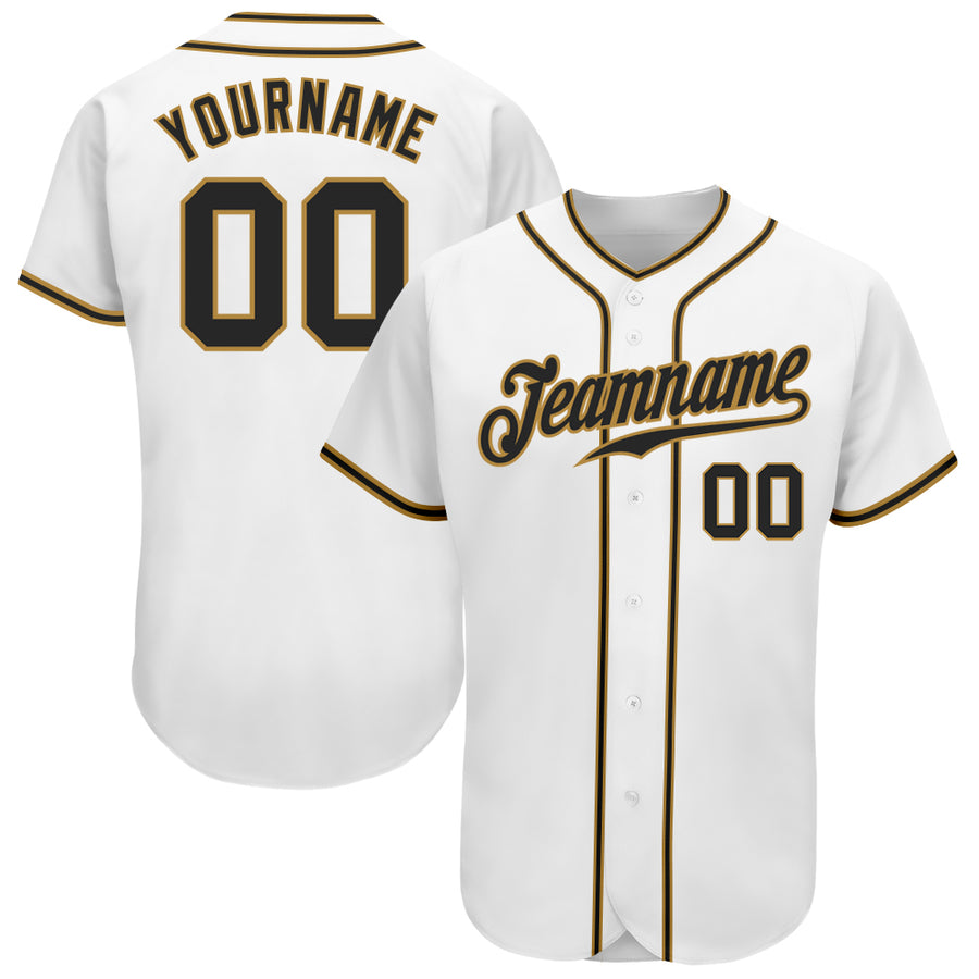 Custom Old Gold Black-White Authentic Baseball Jersey