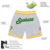 Custom White Kelly Green Pinstripe Kelly Green-Gold Authentic Basketball Shorts