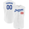 Custom White Royal-Red Authentic Sleeveless Baseball Jersey