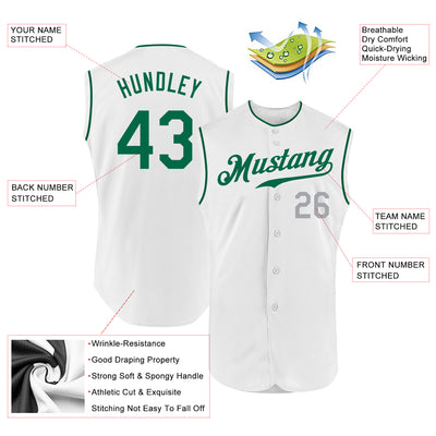 Custom Name Grey Kelly Green White Baseball Jerseys Shirt - Freedomdesign