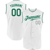 Custom White Kelly Green-Gray Authentic Sleeveless Baseball Jersey