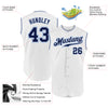 Custom White Navy-Light Blue Authentic Sleeveless Baseball Jersey