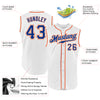 Custom White Royal-Orange Authentic Sleeveless Baseball Jersey