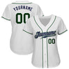 Custom White Green-Navy Authentic Baseball Jersey