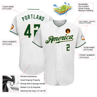 Custom White Green-Cream Authentic Baseball Jersey