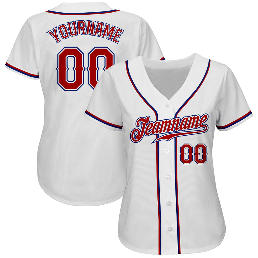 Custom White Red-Royal Authentic Baseball Jersey