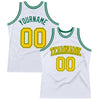 Custom White Gold-Kelly Green Authentic Throwback Basketball Jersey