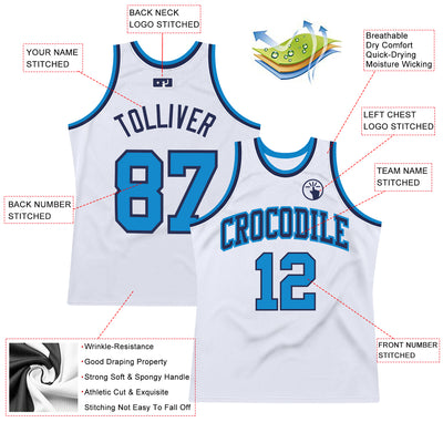 Custom Light Blue Basketball Jersey Navy Authentic Throwback - FansIdea