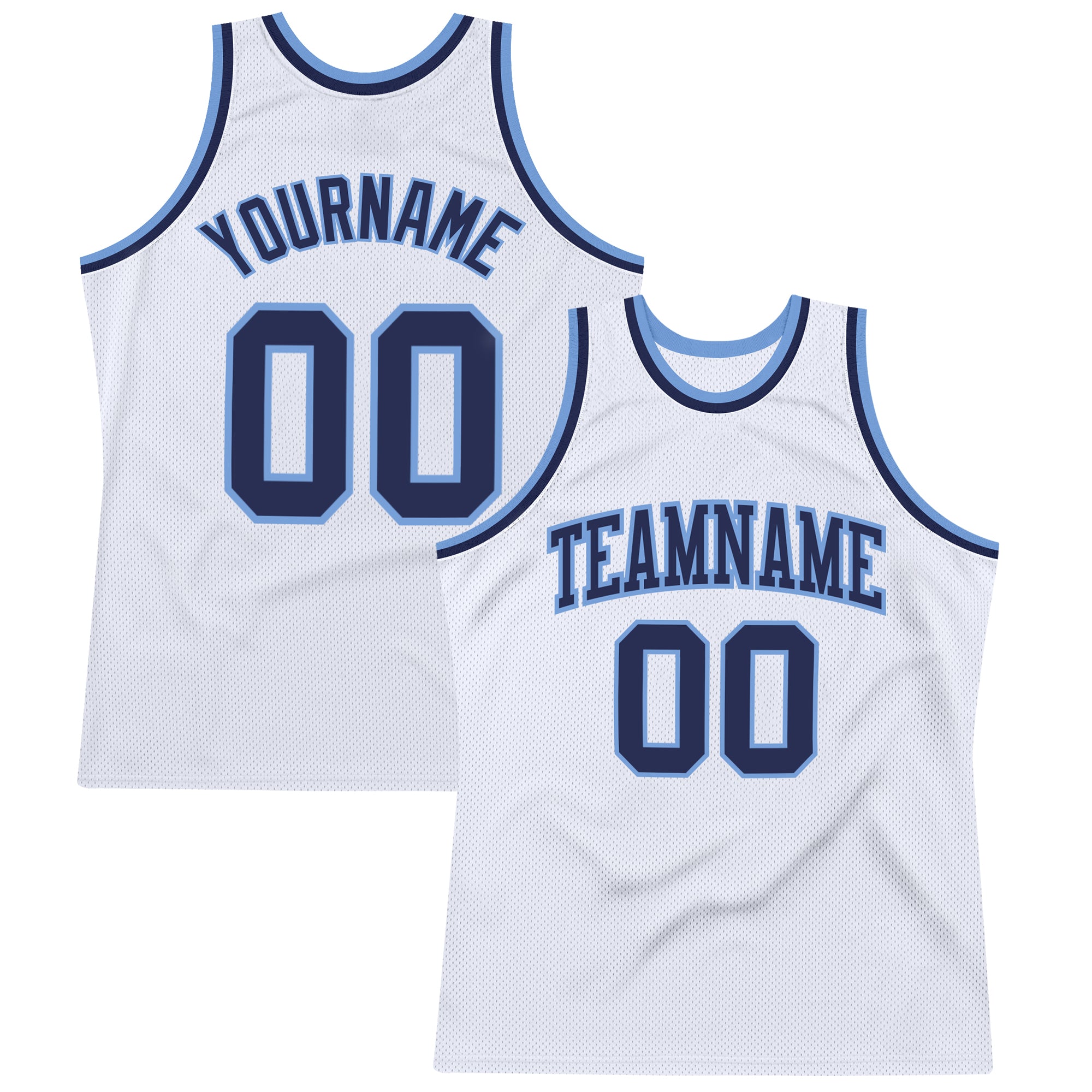 Custom Light Blue Basketball Jersey Navy Authentic Throwback - FansIdea