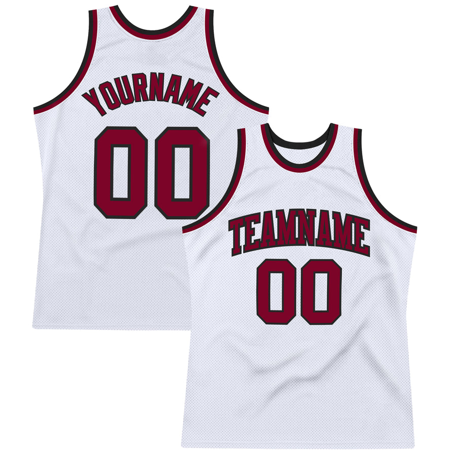 Custom Maroon White Black-Gray Authentic Throwback Basketball Jersey  Discount