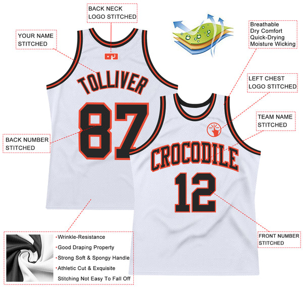 FANSIDEA Custom Orange White-Black Authentic Split Fashion Basketball Jersey Youth Size:M