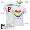 Custom White Gold-Red Rainbow Colored Heart For Pride Month Love Is Love LGBT Performance T-Shirt