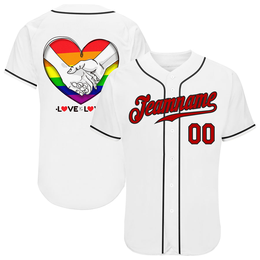 Cheap Custom Black Purple-Light Blue Rainbow Colored Heart For Pride Love  Is Love LGBT Authentic Baseball Jersey Free Shipping – CustomJerseysPro