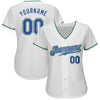 Custom White Blue-Kelly Green Authentic Baseball Jersey