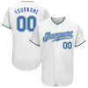 Custom White Blue-Kelly Green Authentic Baseball Jersey