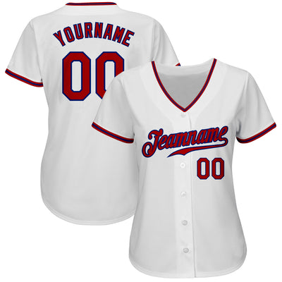 Custom White Red-Royal Authentic Baseball Jersey