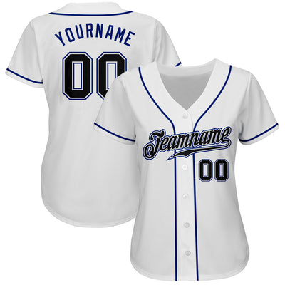 Custom White Black-Royal Authentic Baseball Jersey