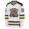 Custom White Navy-Gold Hockey Jersey