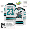 Custom White Aqua-Black Hockey Jersey