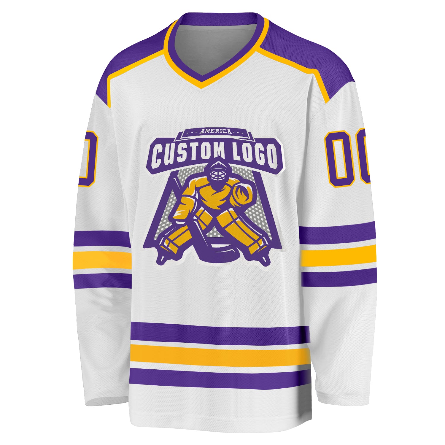 Custom Hockey Jersey White Purple-Gold