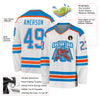 Custom White Blue-Orange Hockey Jersey