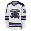 Custom White Purple-Black Hockey Jersey