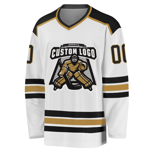 Custom Teal Black-Old Gold Hockey Jersey Discount