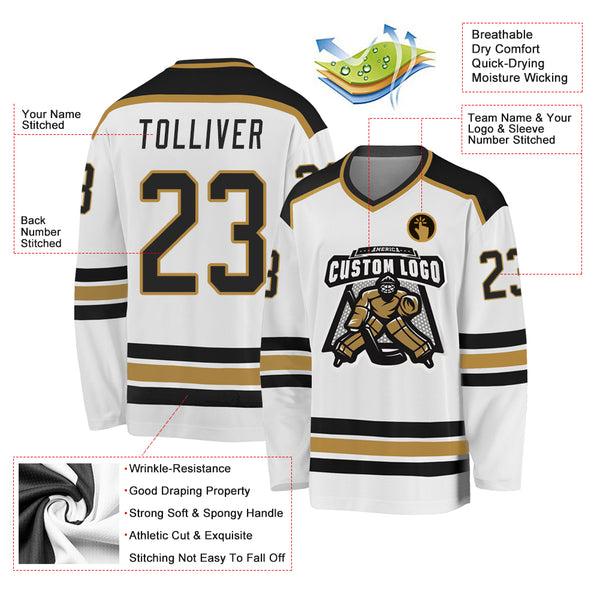 Custom Teal Black-Old Gold Hockey Jersey Discount