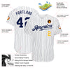 Custom White Navy Pinstripe Navy-Gold Authentic Baseball Jersey