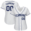 Custom White Navy Pinstripe Navy Authentic Baseball Jersey