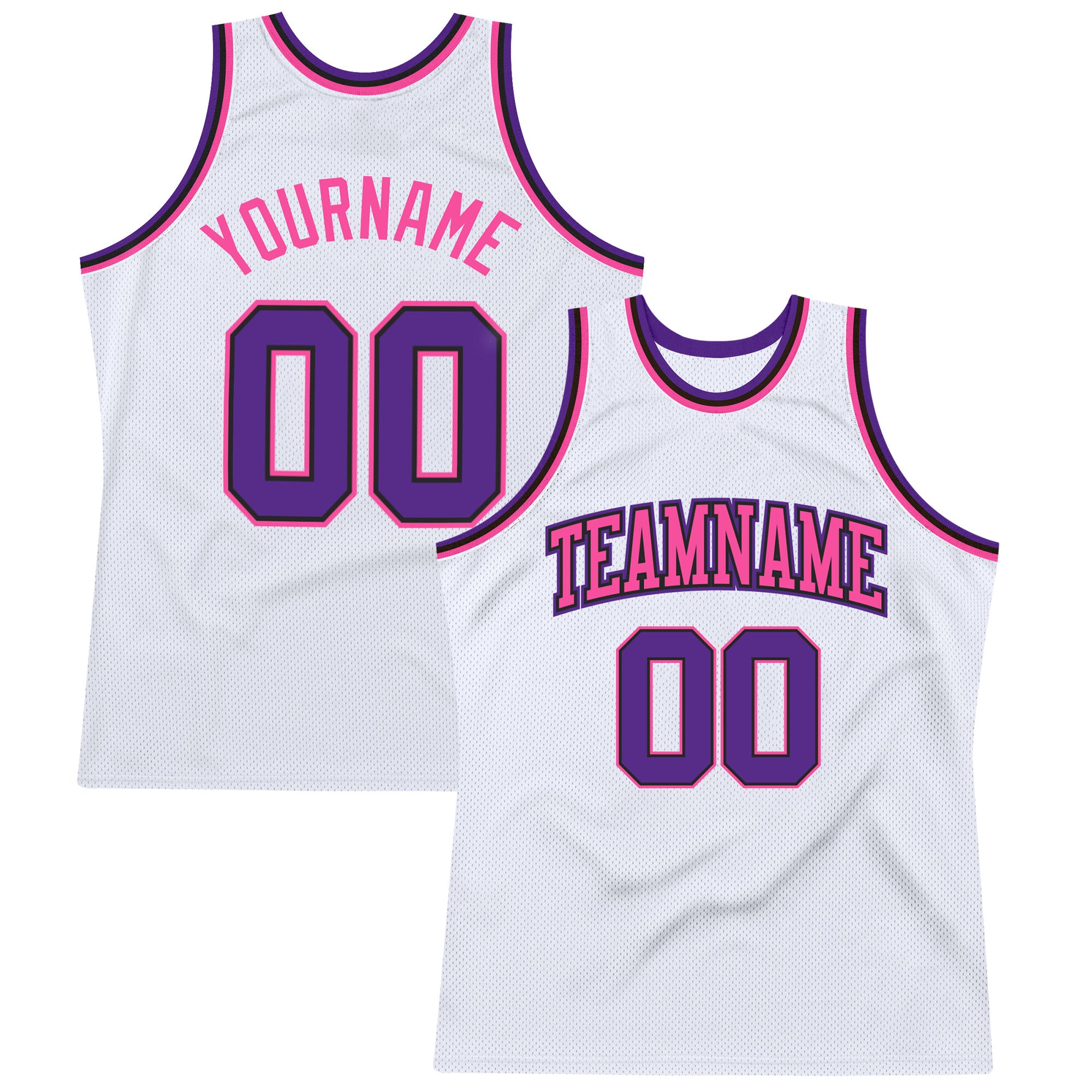 FANSIDEA Custom Pink Black-Light Blue Authentic Throwback Basketball Jersey Youth Size:S