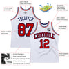 Custom White Red-Navy Authentic Throwback Basketball Jersey