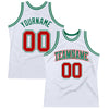 Custom White Red-Kelly Green Authentic Throwback Basketball Jersey