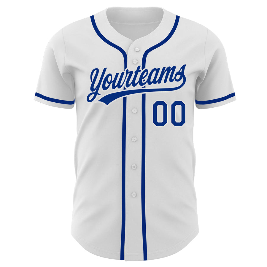 Custom White Royal Authentic Baseball Jersey