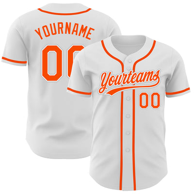 Custom White Orange-Gray Authentic Baseball Jersey