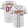 Custom White Purple-Gold Authentic Baseball Jersey