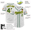 Custom White Green-Gold Authentic Baseball Jersey