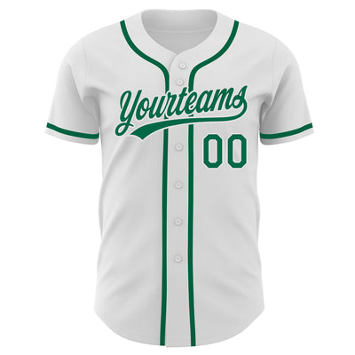 Custom White Kelly Green Authentic Baseball Jersey