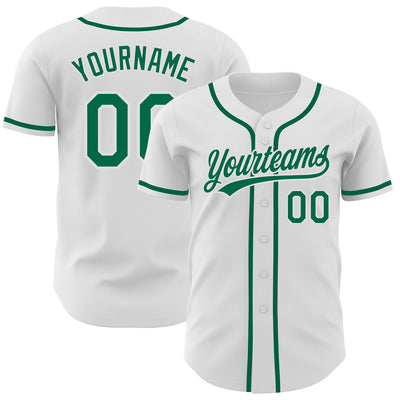 Custom White Kelly Green Authentic Baseball Jersey